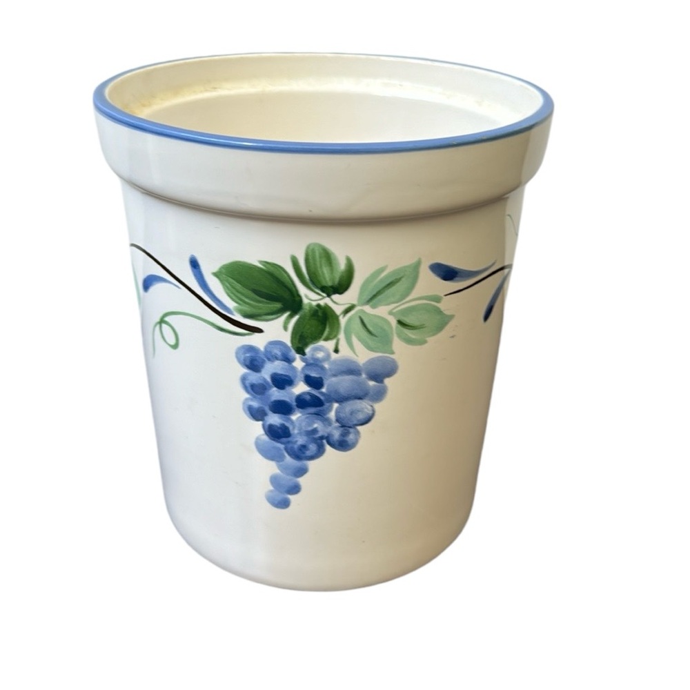 Ceramic Jar Cooking Utensils Savoir Vivre Vineyard JF031 Blue Grapes Leaves